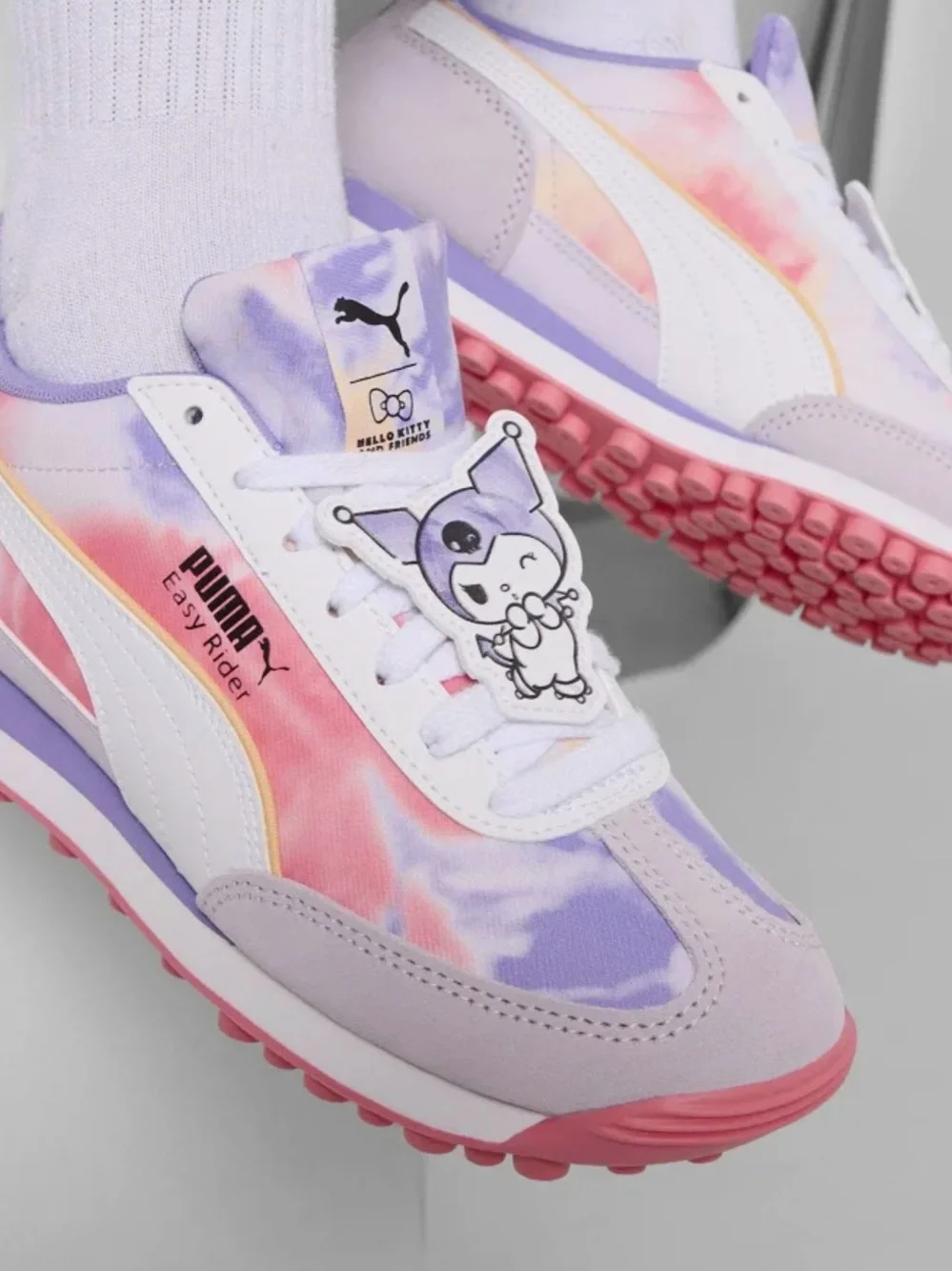 Sanrio x Puma Kids Tie-Dye Purple & Pink Sneakers with Character Accent